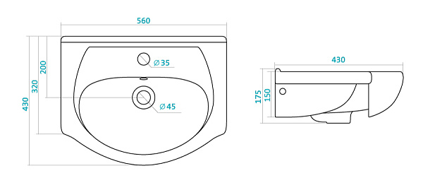Раковина подвесная Santek Линда 55