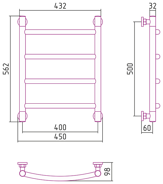 Полотенцесушитель СУНЕРЖА Галант+ 500х400