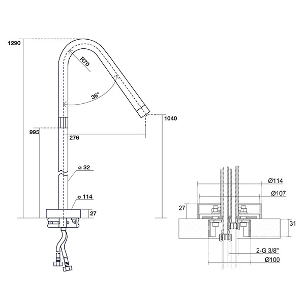 Смеситель для ванны напольный Kerasan Artwork 