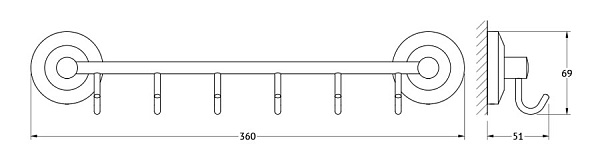 Штанга с 6-ю крючками FBS Standard STA 027