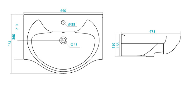 Раковина подвесная Santek Байкал 65