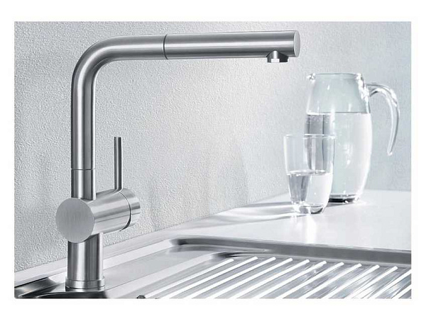 Смеситель для кухни Blanco Linus-S с выдвижным душем (нержавеющая сталь)