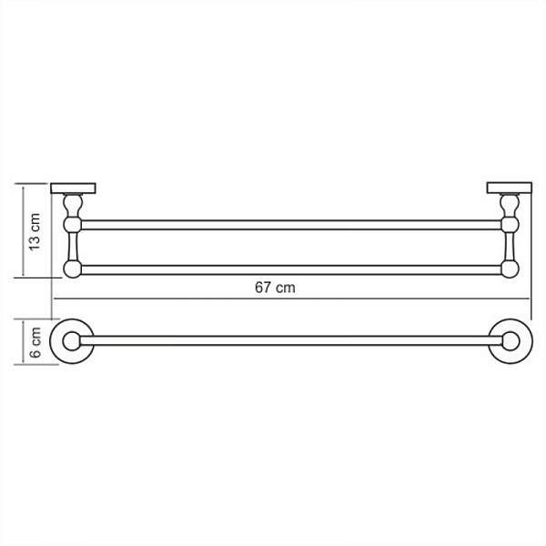 Полотенцедержатель двойной WasserKraft Regen K-6940