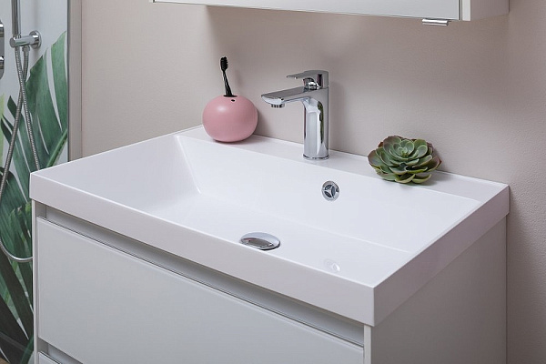 Тумба с раковиной Aquanet "Гласс 90" белый