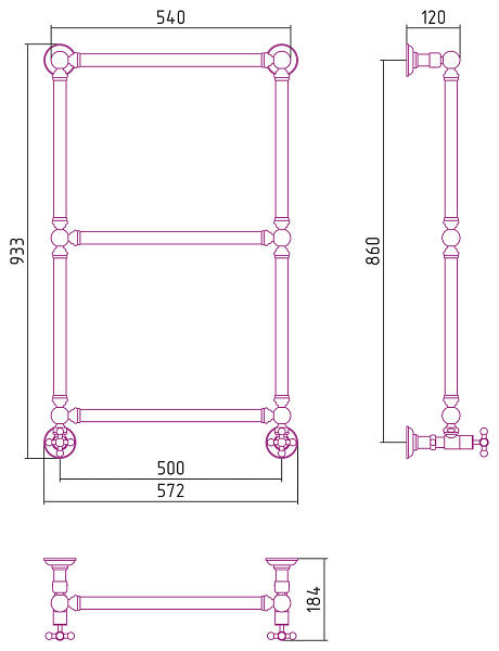 Полотенцесушитель СУНЕРЖА Ренессанс 1304 860x500