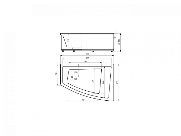 Акриловая ванна AQUATEK Оракул 180х125