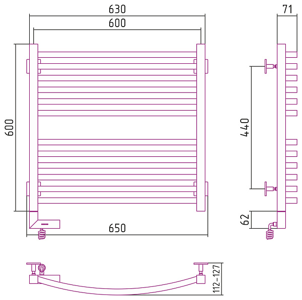 Полотенцесушитель СУНЕРЖА Аркус 2.0 600х600