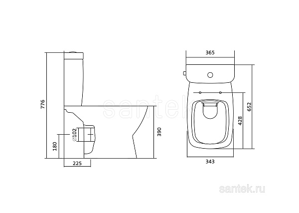 Унитаз компакт напольный Santek Нео с горизонтальным выпуском, rimless