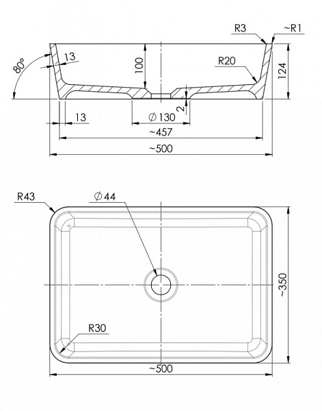 Раковина Omnires Parma PARMAUNBSP 50x35 см белый/серый