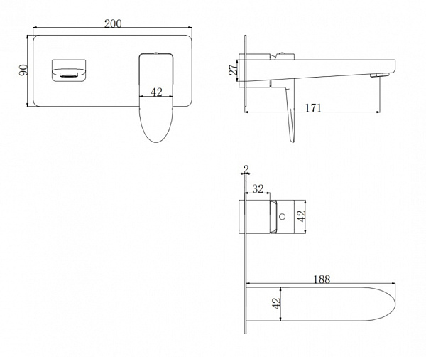 Смеситель для раковины скрытого монтажа Omnires Siena SN7315CR хром