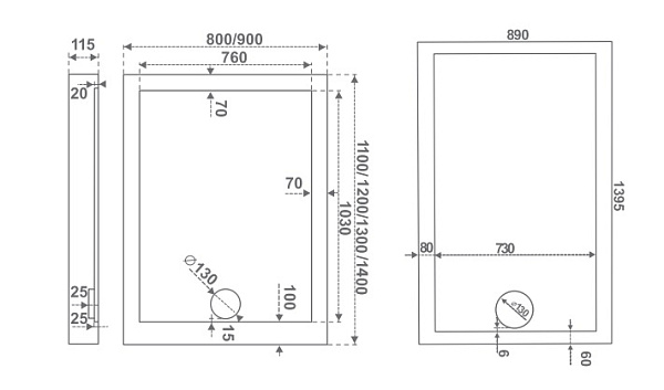 Душевой поддон Good Door Олимпик 130x90