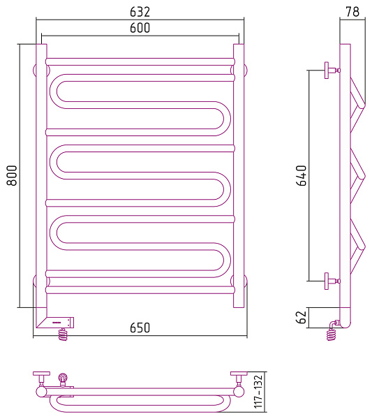 Полотенцесушитель СУНЕРЖА Элегия 2.0 800x600