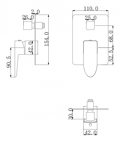 Смеситель для раковины скрытого монтажа Omnires Siena SN7335CR хром