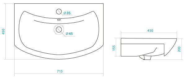 Раковина подвесная Santek Балтика 70
