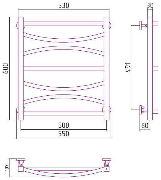 Полотенцесушитель СУНЕРЖА Ажур 600х500