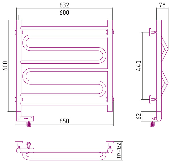 Полотенцесушитель СУНЕРЖА Элегия 2.0 600x600