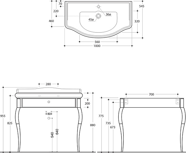 Раковина подвесная Kerasan Retro 1050 1W