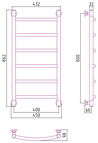 Полотенцесушитель СУНЕРЖА Галант+ 800х400