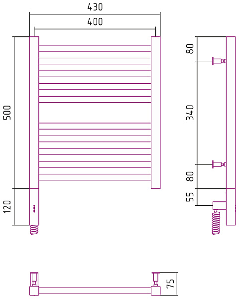Полотенцесушитель СУНЕРЖА Модус 3.0 500х400