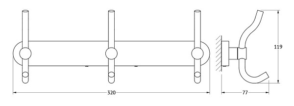 Планка с 3-мя крючками Artwelle Harmonie HAR 006