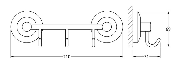 Штанга с 3-мя крючками FBS Standard STA 024 
