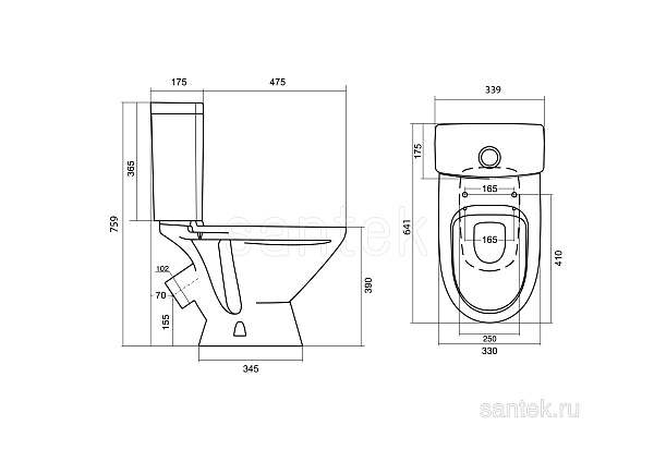 Унитаз компакт напольный Santek Лига с диагональным выпуском 1.WH30.2.141