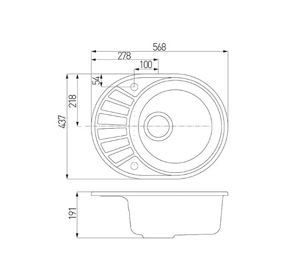 Кухонная мойка Aquaton Чезана 1A711232CS210 графит