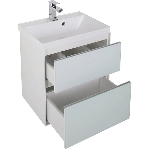 Тумба с раковиной Aquanet "Гласс 90" белый