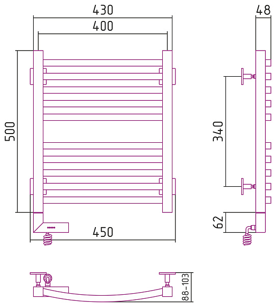 Полотенцесушитель СУНЕРЖА Аркус 2.0 500x400