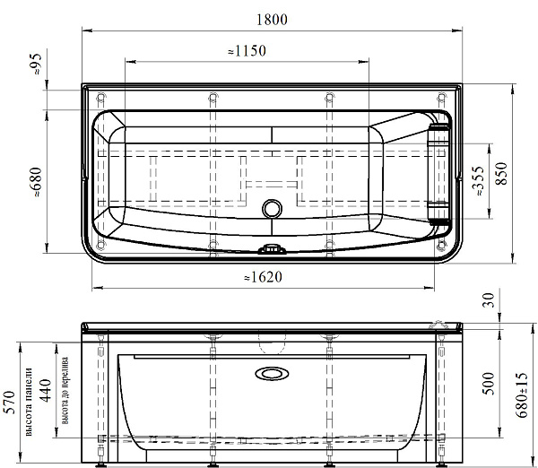 Акриловая ванна Radomir Винченцо 180х85