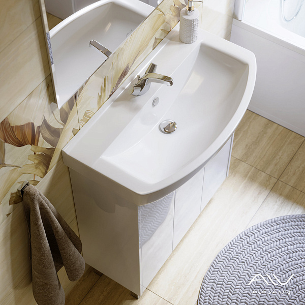 Тумба с раковиной Alavann Crystal 75 белая