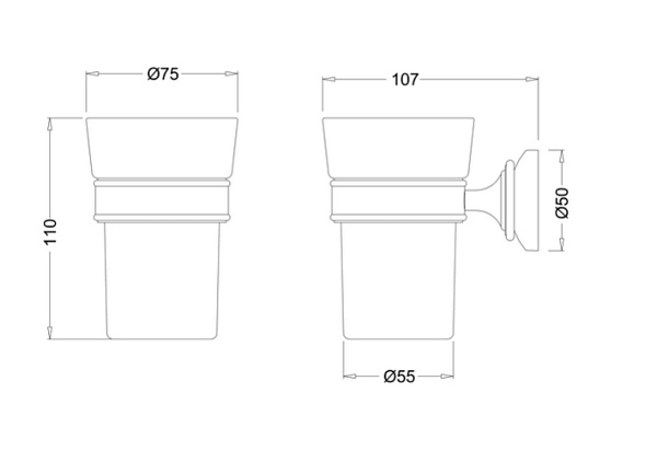 Стакан подвесной Burlington Savoy RA50 хром/белый
