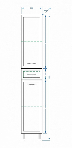 Шкаф-пенал напольный Stella "Концепт 30" белый