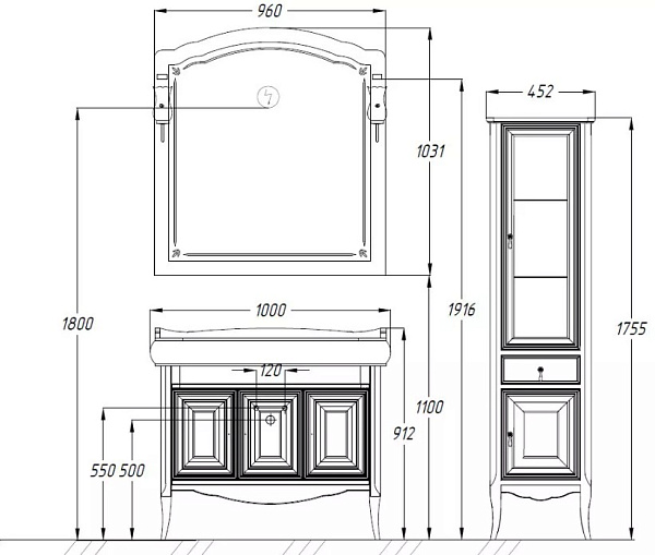 Тумба с раковиной Opadiris "Лоренцо 100" белый