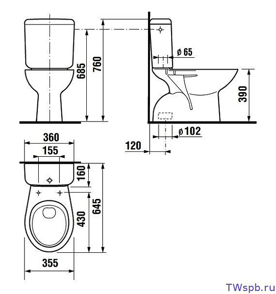 Унитаз компакт напольный Jika Zeta с горизонтальным выпуском