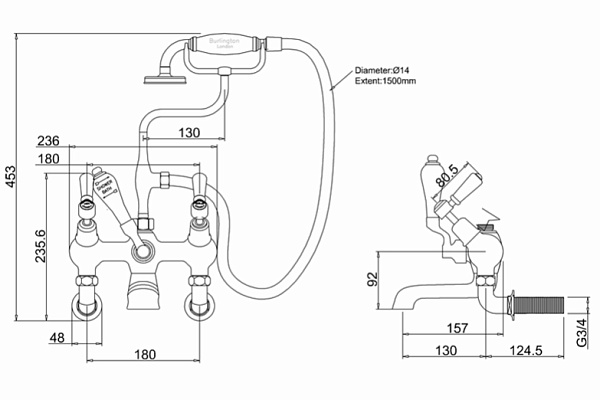 Смеситель для ванны Burlington Kensington KE21-QT