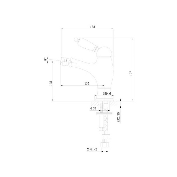 Смеситель для биде Caprigo Adria-Uno 02-533-crm