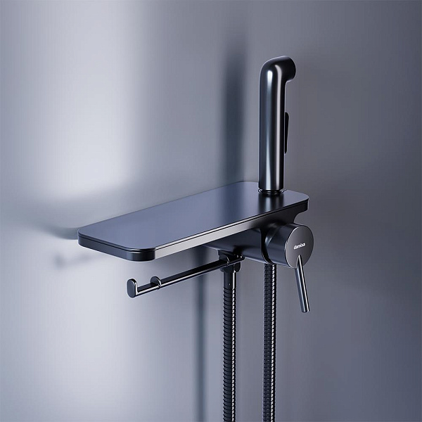 Гигиенический душ со смесителем и полкой Damixa Jupiter 773500301 черный