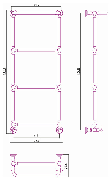 Полотенцесушитель СУНЕРЖА Ренессанс 1386 1260x500