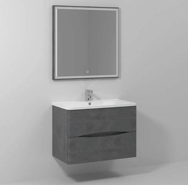 Тумба с раковиной подвесная Vod-Ok Adel 80 серый камень