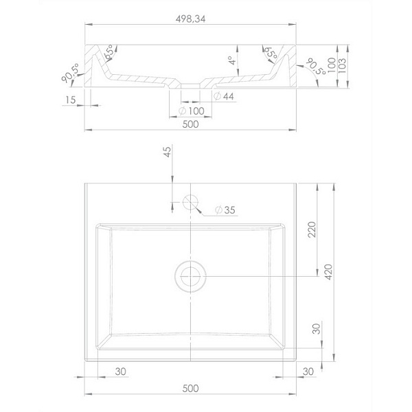 Умывальник Omnires THASOS THASOS500BP 50х42 см белый глянец