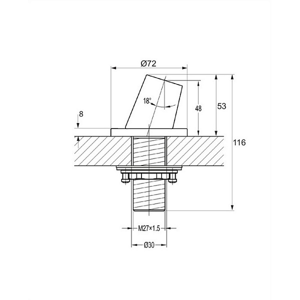 Переходник-держатель душевой лейки для ванны Omnires H14GL золото