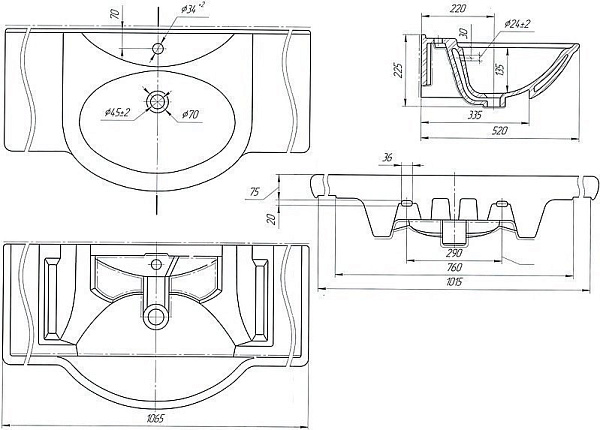 Тумба с раковиной Bellezza "Мари 105" белая/бежевая