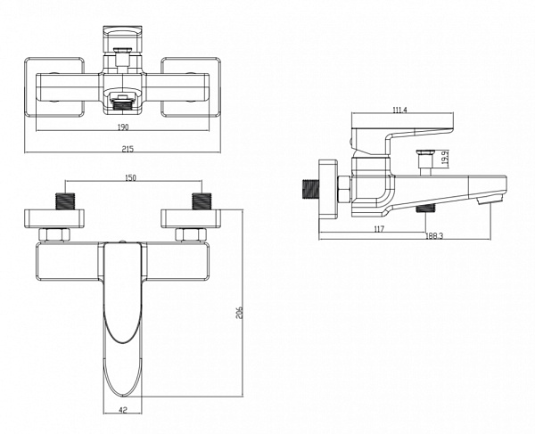 Смеситель для ванны Omnires Siena SN7330CR хром