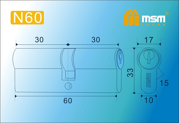 Цилиндровый механизм простой MSM ключ-ключ N60mm AB бронза