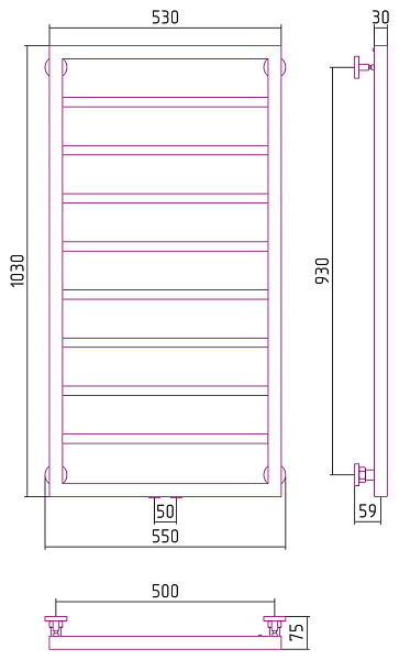 Полотенцесушитель СУНЕРЖА Канцлер 1000х500
