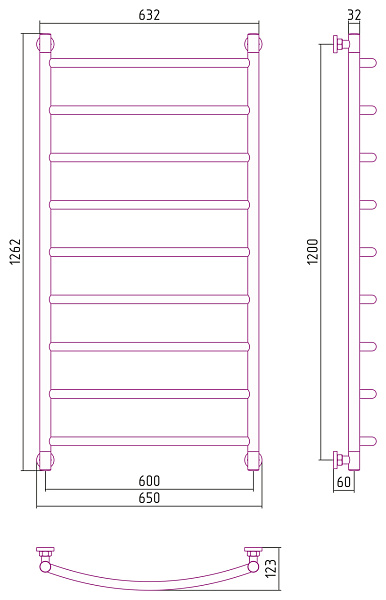 Полотенцесушитель СУНЕРЖА Галант+ 1200х600