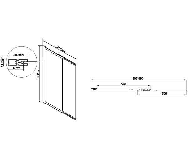 Стеклянная шторка на ванну Vincea 100x145 VSB-1E100CL