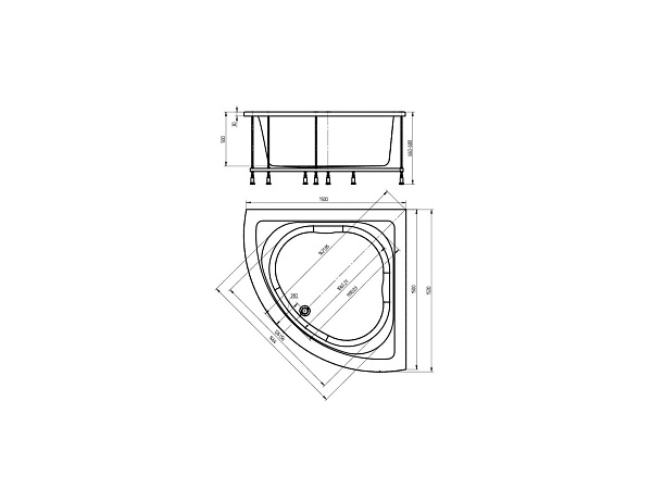 Акриловая ванна AQUATEK Юпитер 150х150 