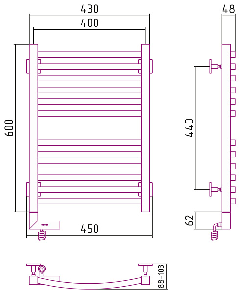Полотенцесушитель СУНЕРЖА Аркус 2.0 600x400